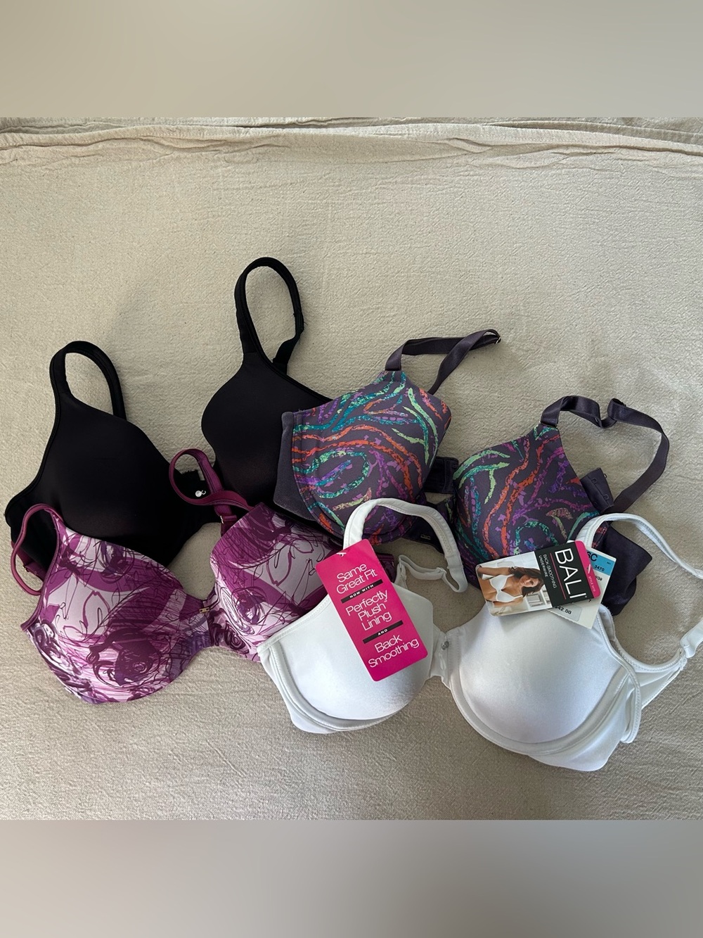 Bali Women's Underwire Bras 36C: NEW White 3470 and NWOT 01461, EUC 01561 & 3470